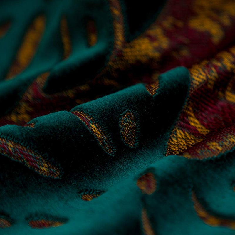 Alerfa 20 x 20 Inch Square Leaf Pillow Embroidery Cut Velvet Cushion Case Luxury Modern Lumbar Throw Pillow Cover Decorative Pillow for Couch Sofa Living Room Bedroom Car, Teal Green - Image 5